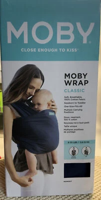 🧷 Envoltura para bebé Moby Classic (azul medianoche) 🆕 8-33 libras Foto 1 de 3