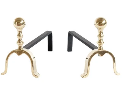 LINEA VIENNA CRUCCOLINI COPPIA DI ALARI in ottone 900 - Immagine 1 di 3