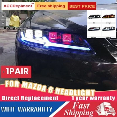 For Mazda 6 Atenza Headlights Assembly ALL LED Lens Projector LED DRL 2003-2008 - Image 1 of 4