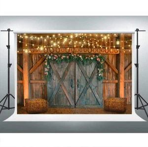 Rustic Barn Wooden Barn Doors Backdrop for Farm Theme Party 7X5Ft Retro Cowboy S - Picture 1 of 12