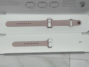 Apple Watch Wrist Band Silicone Sport Pink Sand w/ Rose Gold Pin, 38mm 40mm 41mm - Picture 1 of 3