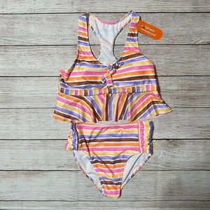 Wonder Nation Girls Striped Bathing Suit Size XL (14-16). NWT! UPF 50+. - Picture 1 of 7