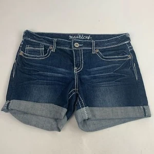 Maurice’s Denim Jean Shorts Dark wash Size 9/10 stretch 5” inseam Rolled hem - Picture 1 of 10