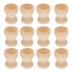 Kit artesanal de pintura de huevos de 12 piezas tazas encimera de huevos de madera soporte para huevos hervidos - Imagen 1 de 12