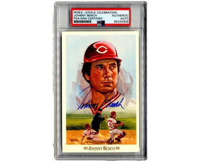 Johnny Bench Boldly Signed Perez Steele Card PSA/DNA Authentic Auto! - Image 1 of 2