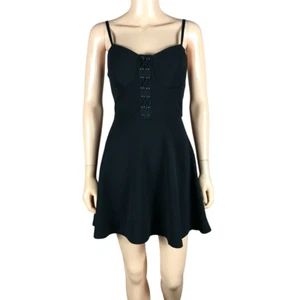 Material Girl Lace-Up Black Fit & Flare Mini Dress NWT SMALL - Picture 1 of 13