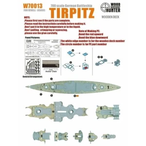Hunter W70013 1/700 Wood Deck German Battleship TIRPITZ FOR REVELL 05099 - Picture 1 of 3