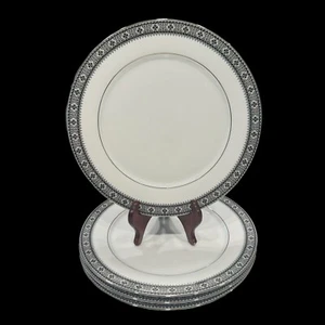 4er Set Noritake Segovia 2216 Japan 10,5" Speiseteller Platinrand 1980er - Bild 1 von 11