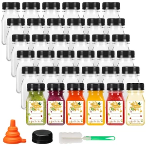 36Pcs 4Oz Small Plastic Juice Bottles with Caps, Empty Reusable Clear Bulk Bever - Picture 1 of 12