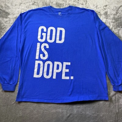 God Is допинг мужчин размер 2XL длинным рукавом футболка синий белый логотип - Изображение 1 из 4