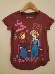 Disney Mädchen T-Shirt Rosa Frozen Kurzarm Rundhals Elsa Anna Gr. M 7-8 - Bild 1 von 2