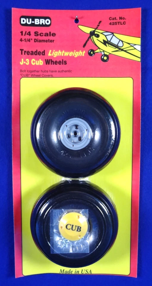 DU-BRO 1/4 SCALE J-3 CUB TREADED LIGHTWEIGHT WHEELS ( 2 )( CAT. # 425TLC ) - Image 1 of 1