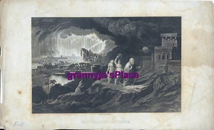 1852 Steel Engraving of Destruction Of Sodom by John Damty - Picture 1 of 2
