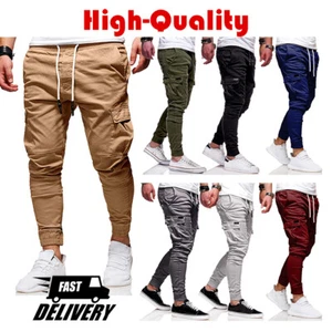 Men's Casual Joggers Pants Sweatpants Cargo Combat Loose Sport Workout Trousers - Picture 1 of 28