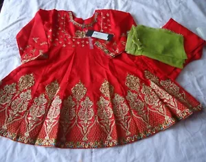 Junaid Jamshed Maria B silk Eid wedding party girls kids kameez red khaadi 5-6Y - Picture 1 of 11