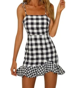 New Checked Black and White Dress Women’s M Medium Spring Summer - Picture 1 of 5