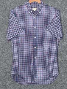Club Monaco Men's Slim Fit Medium short sleeve Blue and Red Plaid Shirt. - Picture 1 of 6