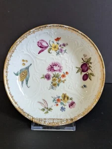 Antike Meissen Schale Blumen und Obstmalerei, Gold um 1750 1.Wahl - Bild 1 von 4
