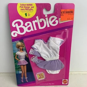 Barbie Vintage Fashion Favorites MATTEL 783 1990 Purple White Cotton Skirt Top - Picture 1 of 14