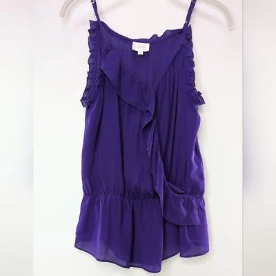 Silk Parker Purple Ruffled Top camisole tank XS | 240510 - Image 1 of 4