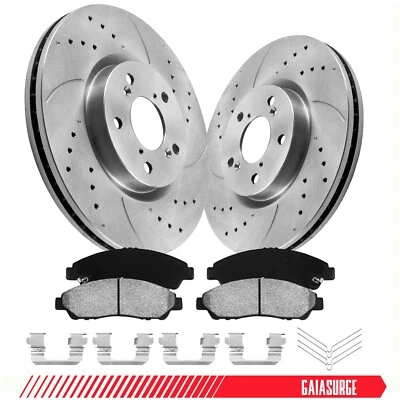 Front Drilled Slotted Rotors Ceramic Pads for 2011 2012 2013 2014 Honda Odyssey - Image 1 of 4