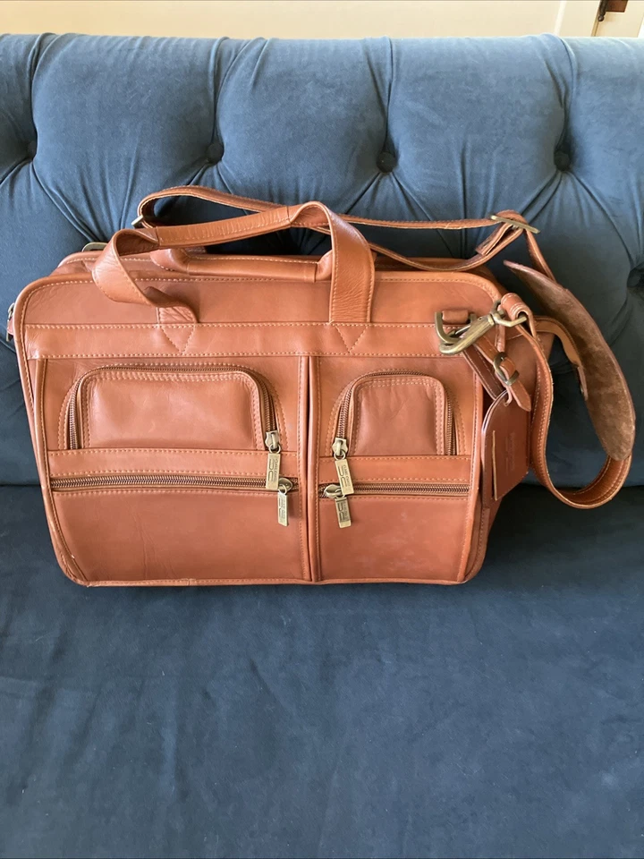 Claire Chase Slimline Top Grain Leather Computer Brief Case - Brown - Image 1 of 4