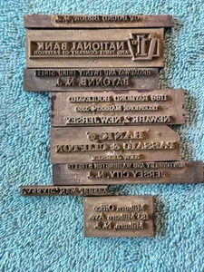 8 Solid Brass New Jersey Banking System Letter Press Printing Stamps Vintage - Picture 1 of 3