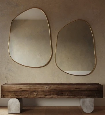 Irregular Wall Mirror Organik Brassy Gold Large New in Box 1" Thick One Mirror - Image 1 of 4