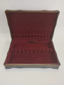 Harmony House Besteck Silberbesteck Aufbewahrungstruhe Vintage Holz rot Filz 17x11,5x4 - Bild 1 von 22