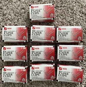 ACCO Economy Jumbo Büroklammern, Silber, 100/Box 10 Schachteln 72385 Kostenloser Versand - Bild 1 von 1