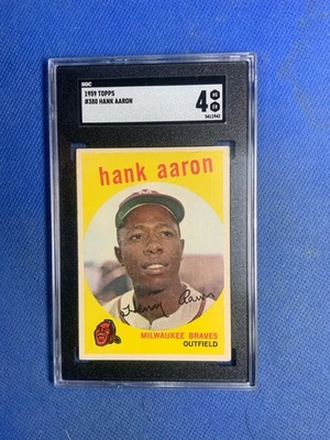 1959 Topps #380 Hank Aaron Salón de la fama SGC 4 en muy buen estado Foto 1 de 2