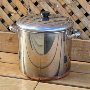 Olla de colección Revere Ware 1801 fondo de cobre 12 cuartos 91d con tapa limpia - Imagen 1 de 6