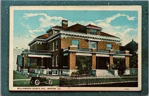 Tarjeta postal de Marion, Illinois de la década de 1960 "Museo del área del condado de Williamson" vista a la cárcel - Imagen 1 de 2