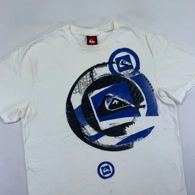 Camiseta Quiksilver Para Hombres Blanca Gráfico Logo Estampado Manga Corta Informal Surf Patinador Foto 1 de 4