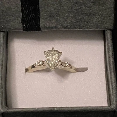 14k White Gold Diamond Pear Engagement Ring - Image 1 of 4