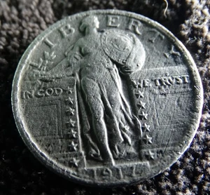 Moneda antigua de Estados Unidos de alto grado cuarto de plata libertad permanente tipo 2 1917 - Imagen 1 de 2