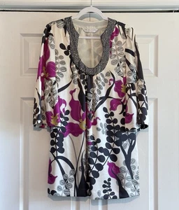 Trina Turk Women’s Bonita Mini Dress 100% Silk Floral Sequin Neckline Size 4 - Picture 1 of 6
