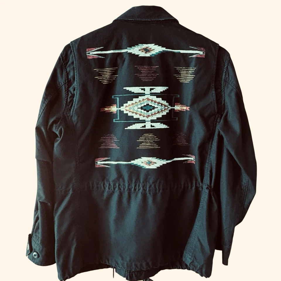 Chaqueta de Campo Militar Para Mujer Polo Ralph Lauren Negra Suroeste Azteca Nueva Foto 1 de 4