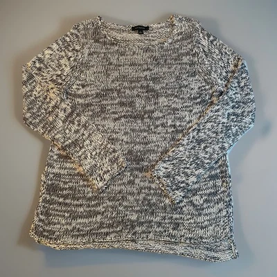 Свитер женский Ann Taylor из льняной смеси большой мраморный темно-синий белый с длинным рукавом - Изображение 1 из 4