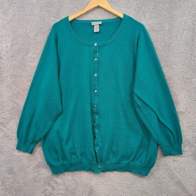 Catherines Women’s Cardigan Sweater Size 2X Long Sleeve Aqua Button Snaps - Image 1 of 4