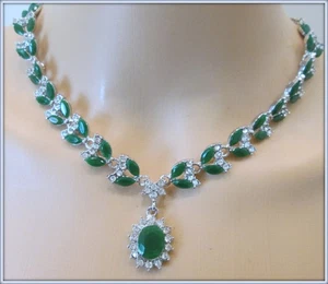 EMERALD CUSHION CUT LAB CREATED GEMSTONE 14 K GOLD FILLINg LADIES NECKLACE - Picture 1 of 4