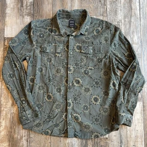 RVCA Sage Green Button Down - Unisex Corduroy Floral Shirt - Medium 100% cotton - Picture 1 of 7