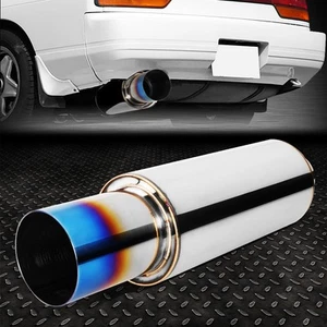 2"OD Inlet Stainless Steel Straight-Through Exhaust Muffler 3" OD Burnt Tip - Picture 1 of 7