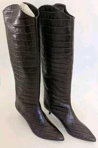 NEW Schultz Maryana Lo Leather Boot Kitten Heel Brown Dark Chocolate Size 9b - Picture 1 of 14
