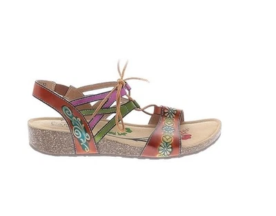 Spring Step L'Artiste 37 6.5 7 Loma Lace Up Cork Wedge Sandals - Image 1 of 4