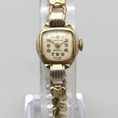 Reloj Wakmann Vintage Mujer 16mm Oro Laminado 10K Banda Elástica Cuerda Manual Foto 1 de 4