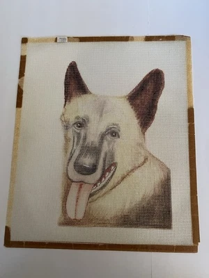 German Shepherd Dog Needlepoint Canvas – Handpainted Pet Portrait New - Image 1 of 4