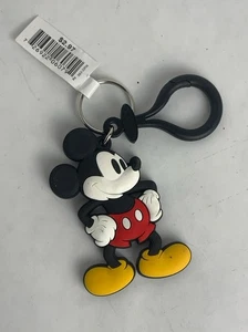 Retro Mickey Soft Touch PVC Keyring Black with Both Original Clips Disney World - Picture 1 of 6