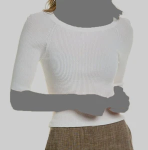 $545 Max Mara Women's White Ribbed Scoop Neck Knit Italy Vetta Shirt Top Size XS - Picture 1 of 3