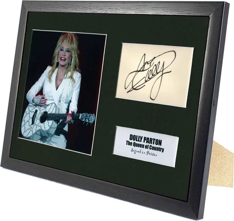 Dolly Parton Hand Signed A4 Mounted & Framed Autograph Display COA Great Gift Cover